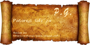 Patonyi Géza névjegykártya