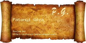 Patonyi Géza névjegykártya